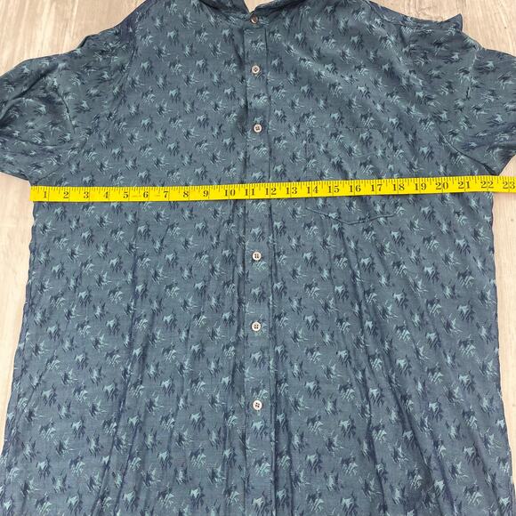 Exchange Unlimited Vintage Blue Print Long Sleeve Light Button Down Shirt Large - Picture 8 of 9